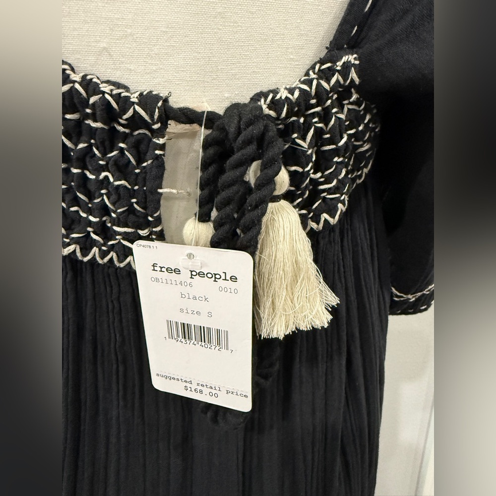 Free People Black Maxi Dress with Woven Tassels - Picture 3 of 3